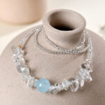 Buddha Stones Irregular White Crystal  Aquamarine Bead Healing Necklace Pendant - image 2