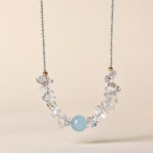Buddha Stones Irregular White Crystal  Aquamarine Bead Healing Necklace Pendant - White Crystal& Aquamarine - image 1