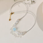 Buddha Stones Irregular White Crystal  Aquamarine Bead Healing Necklace Pendant - image 3
