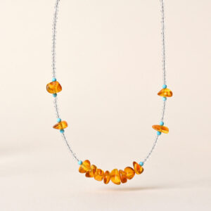 Buddha Stones White Crystal Bead Irregular Amber Clarity Necklace Pendant - White Crystal & Amber - image 1