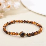 Buddha Stones Tiger Eye Black Obsidian Courage Beads Bracelet - Tiger Eye-4mm - image 1