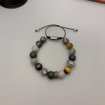 Buddha Stones Grey Jasper Lava Rock Silver Sheen Obsidian Tiger Eye Healing Bracelet - image 10
