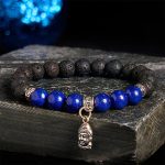 Buddha Stones Black Lava Rock Crystal Beads Animal Pattern Healing Bracelet - Buddha Head Pattern(Wrist Circumference: 15-17cm) - image 9