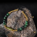 Buddha Stones Cute Bone Pattern Tiger Eye Courage Beads Bracelet - Green Tiger Eye & Titanium Steel(Wrist Circumference: 15-21cm) - image 10