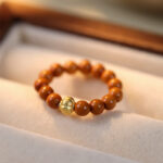 Buddha Stones Olive Pit Bead Copper Coin Inner Strength Ring - image 14