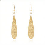 Buddha Stones Elegant Titanium Steel Balance Hammer Marks Earrings - Golden Teardrop Shape(Titanium Steel Posts) - image 1