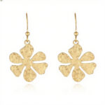Buddha Stones Elegant Titanium Steel Balance Hammer Marks Earrings - Golden Flower Shape(Titanium Steel Posts) - image 4
