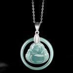 Buddha Stones 925 Sterling Silver Natural Jade Round Laughing Buddha Abundance Chain Necklace Pendant Necklaces & Pendants BS 3