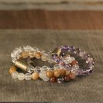 Buddha Stones White Crystal Red Hematoid Quartz Gold Rutilated Quartz Purple Phantom Protection Bracelet Bracelet BS 32