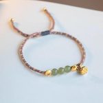 Buddha Stones Handcrafted Hetian Jade Lotus Charm Luck Braided Bracelet Bracelet BS 10