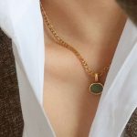 Buddha Stones Oval Turquoise Strength Titanium Steel Necklace Pendant Necklaces & Pendants BS 5