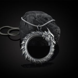 Buddha Stones Pure Tin Dragon Snake Protection Necklace Pendant Necklaces & Pendants BS Dragon Pendant&Keel Chain