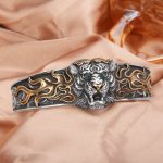 Buddha Stones 925 Sterling Silver Chinese Zodiac Tiger Keep Away Evil Spirits Bracelet Bangle Bracelet Bangle BS 2