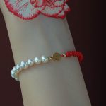 Buddha Stones 14K Gold Plated Pearl Bead Luck Protection Braid Red String Bracelet Bracelet BS 18