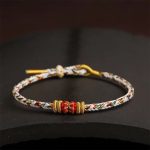 Buddha Stones Handmade Colorful Rope King Kong Knot Braided Luck Bracelet Bracelet BS Gray Multicolored (Wrist Circumference 15-18cm)