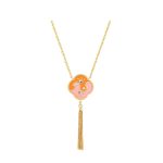 Buddha Stones 18K Gold Plated Copper Two Birds Zircon Healing Necklace Pendant Bracelet Earrings Set Bracelet Necklaces & Pendants BS Necklace