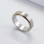 Buddha Stones Mantra Titanium Steel Balance Rotatable Ring Ring BS 8