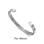 Buddha Stones Inspirational Bracelets Personalized Gift for Her Him Engraved Mantra Cuff Bangle Crown Jewelry Bracelet BS For niece