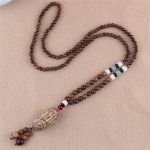 Buddha Stones Tibetan Wenge Wood Bodhi Seed Agate Elephant Protection Necklace Pendant Necklaces & Pendants BS Wenge Wood&Thousand-Eyed Pattern Bodhi Seed