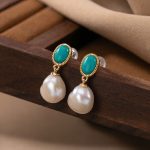 Buddha Stones 925 Sterling Silver Pearl Turquoise Healing Ring Earrings Necklace Pendant Necklaces & Pendants BS Earrings