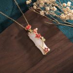 Buddha Stones White Jade Bamboo Lotus Flowers Luck Protection Necklace Pendant Necklaces & Pendants BS 1