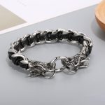 Buddha Stones Dragon Leather Titanium Steel Protection Luck Braided Bracelet Bracelet BS 2