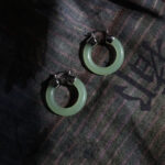Buddha Stones Round Jade White Jade Prosperity Earrings Earrings BS 5
