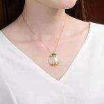 Buddha Stones White Jade Red Agate Flower Blessing Luck Necklace Pendant Necklaces & Pendants BS 3