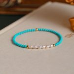 Buddha Stones Turquoise Red Agate Pearl Small Beaded Protection Bracelet Bracelet BS Pearl Beads&Turquoise(Wrist Circumference 14-16cm)