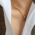 Buddha Stones Oval Turquoise Strength Titanium Steel Necklace Pendant Necklaces & Pendants BS 4