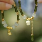 Buddha Stones Green Bamboo Jade Lily of the Valley Wealth Bracelet Bracelet BS 1