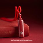 Buddha Stones Chinese Zodiac Natal Buddha Cinnabar Amulet Protection String Necklace Pendant Necklaces & Pendants BS Red Rat-Thousand-armed Avalokitesvara
