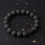 Buddha Stones Lava Rock Ebony Wood Tiger Eye Support Healing Bracelet Bracelet BS 4
