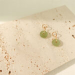 Buddha Stones Round Jade Peace Buckle Luck Drop Earrings Earrings BS 8