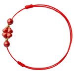 Buddha Stones Four Leaf Clover Cinnabar Blessing Calm String Bracelet Anklet Bracelet BS 20