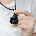 Buddha Stones Natural Black Obsidian Tiger Eye Ice Obsidian Fox Pendant Amulet Necklace Necklaces & Pendants BS 5