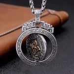Buddha Stones Tibetan Om Mani Padme Hum Double Dorje Vajra Rotatable Purity Peace Necklace Pendant Necklaces & Pendants BS 7