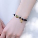 Buddha Stones Natural Black Obsidian Hetian Jade Gourd Double Happiness Strength Bracelet Bracelet BS 12