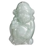 Buddha Stones Natural Jade Chinese God of Wealth Caishen Ingot Luck Necklace Pendant Necklaces & Pendants BS 9