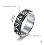 Buddha Stones Letter Words Balance Calm Titanium Steel Rotatable Ring Rings BS 6