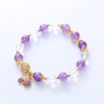 Buddha Stones Natural Amethyst White Crystal Positive Cherry Charm Bracelet Bracelet BS 4