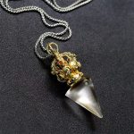 Buddha Stones Tibetan Dorje Vajra 4 Prong Lotus Liuli Crystal Strength Necklace Pendant Necklaces & Pendants BS 15