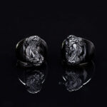 Buddha Stones FengShui PiXiu Black Obsidian Strength Ring Ring BS 3
