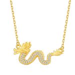 Buddha Stones 925 Sterling Silver Year Of The Dragon Auspicious Golden Dragon Luck Chain Necklace Pendant Necklaces & Pendants BS 9