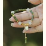 Buddha Stones Green Bamboo Jade Lily of the Valley Wealth Bracelet Bracelet BS 11