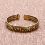 Buddha Stones 2Pcs Om Mani Padme Hum Dragon Phoenix Copper Leather Peace Cuff Bracelet Bangle Bracelet Bangle BS 10