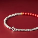 Buddha Stones 925 Sterling Silver Cinnabar Fu Character Blessing Bracelet Bracelet BS 6