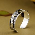 Buddha Stones 925 Sterling Silver Lotus Flower Calm Bracelet Adjustable Bangle Bracelet BS 4