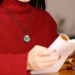 Buddha Stones Natural Green Jade Laughing Buddha Luck Abundance Necklace Pendant Necklaces & Pendants BS 5