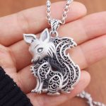 Buddha Stones Tibet 999 Sterling Silver Fox Pattern Two-sided Blessing Necklace Necklaces & Pendants BS 3